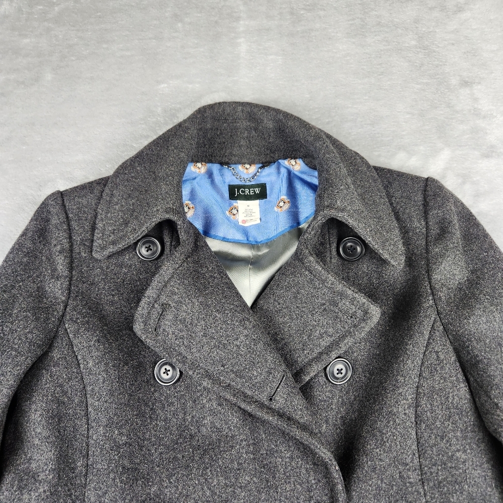J. Crew Womens Jacket Pea Coat Grey Wool Blend Size M Medium - Picture 2 of 11